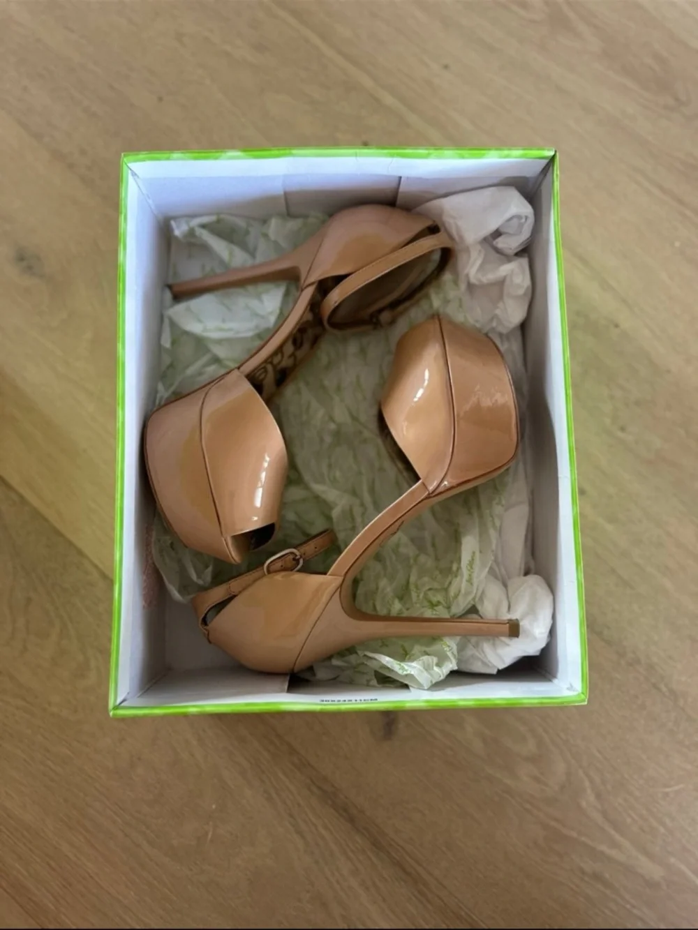 Sam Edelman Blush Patent Leather Peep-Toe Platform Heels - Picture 4 of 12